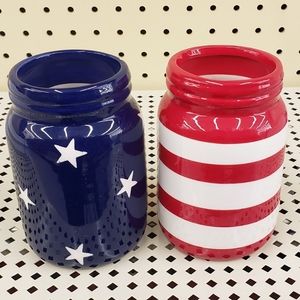 Ceramic Patriotic Mason Jars